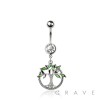 316L SURGICAL STEEL TREE OF LIFE DANGLE BELLY BUTTON NAVEL RING 